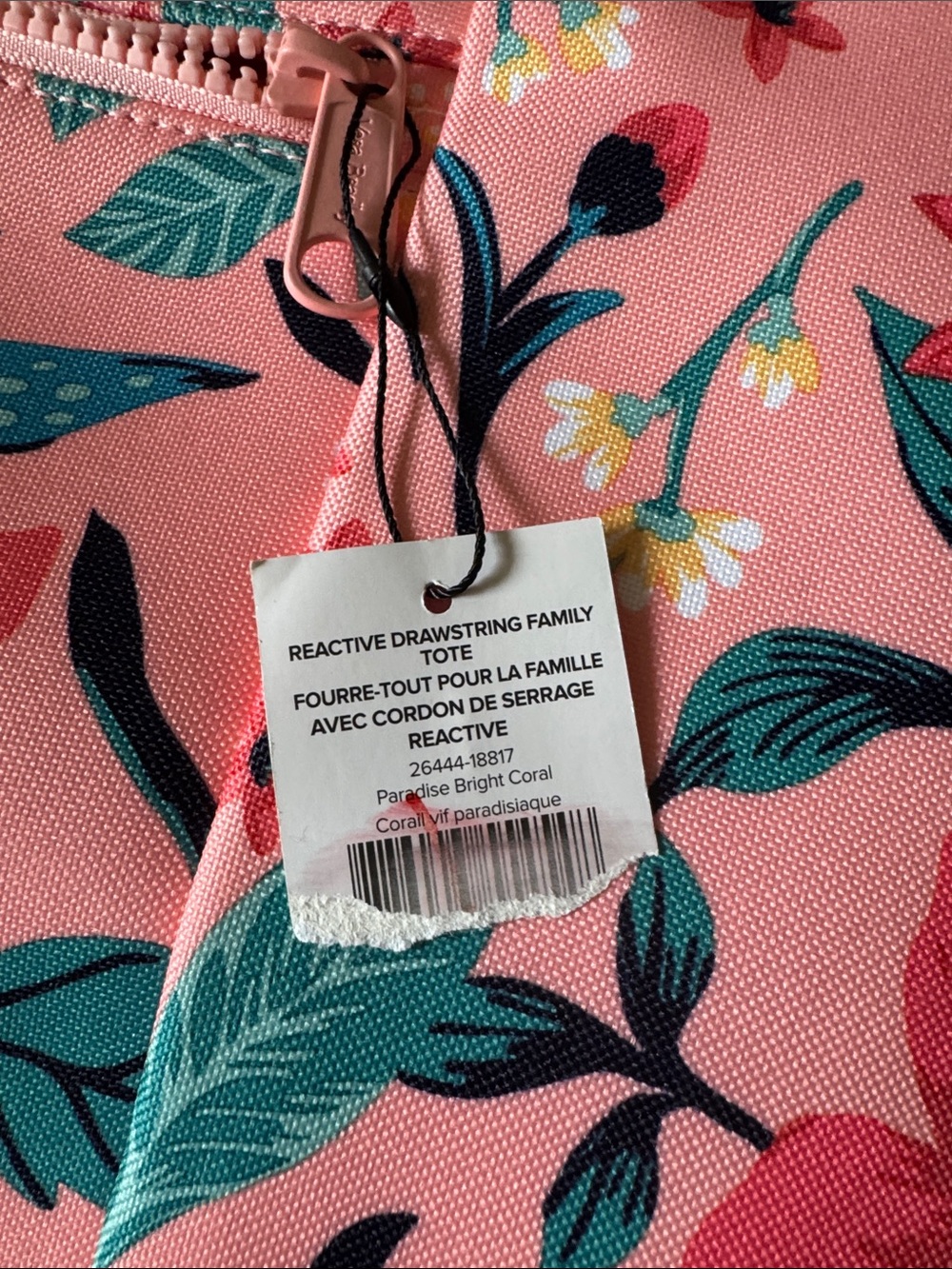 Vera Bradley ReActive
Drawstring Family Tote in the Paradise Bright Coral - Picture 11 of 11